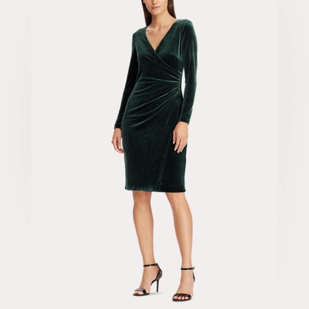 Lauren Ralph Velvet Surplice Dress